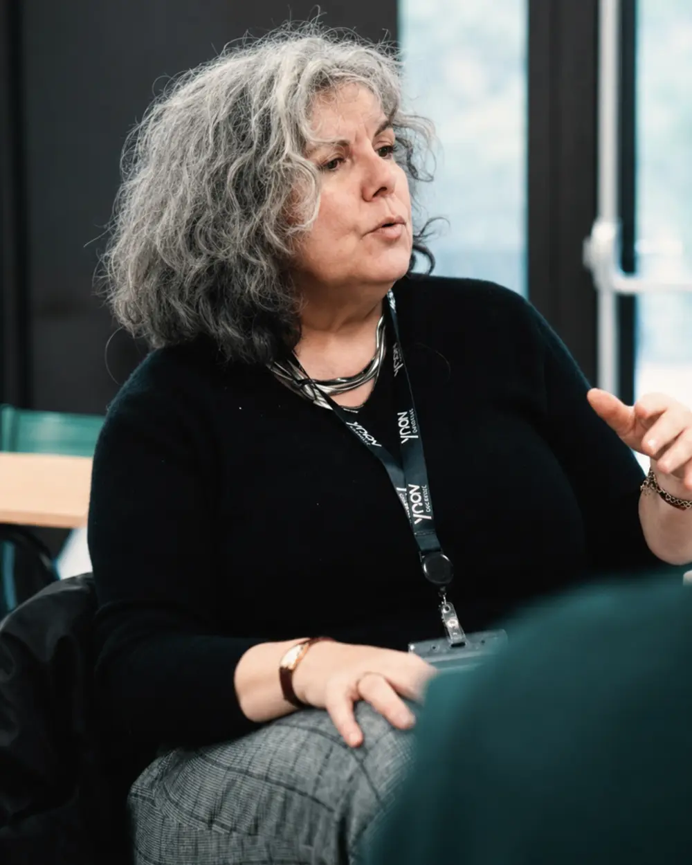 Corinne Meynier lors d’un échange professionnel au Sophia Ynov Campus